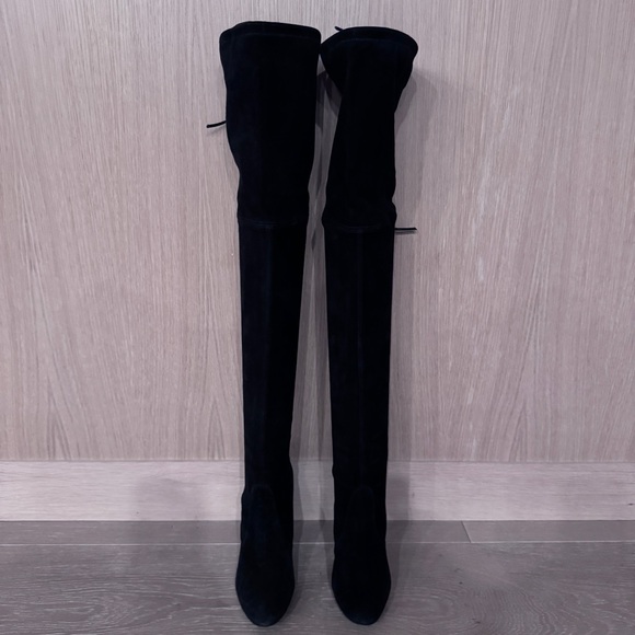 Stuart Weitzman Black Suede thigh high boots with tie size 6.5 - Picture 14 of 15